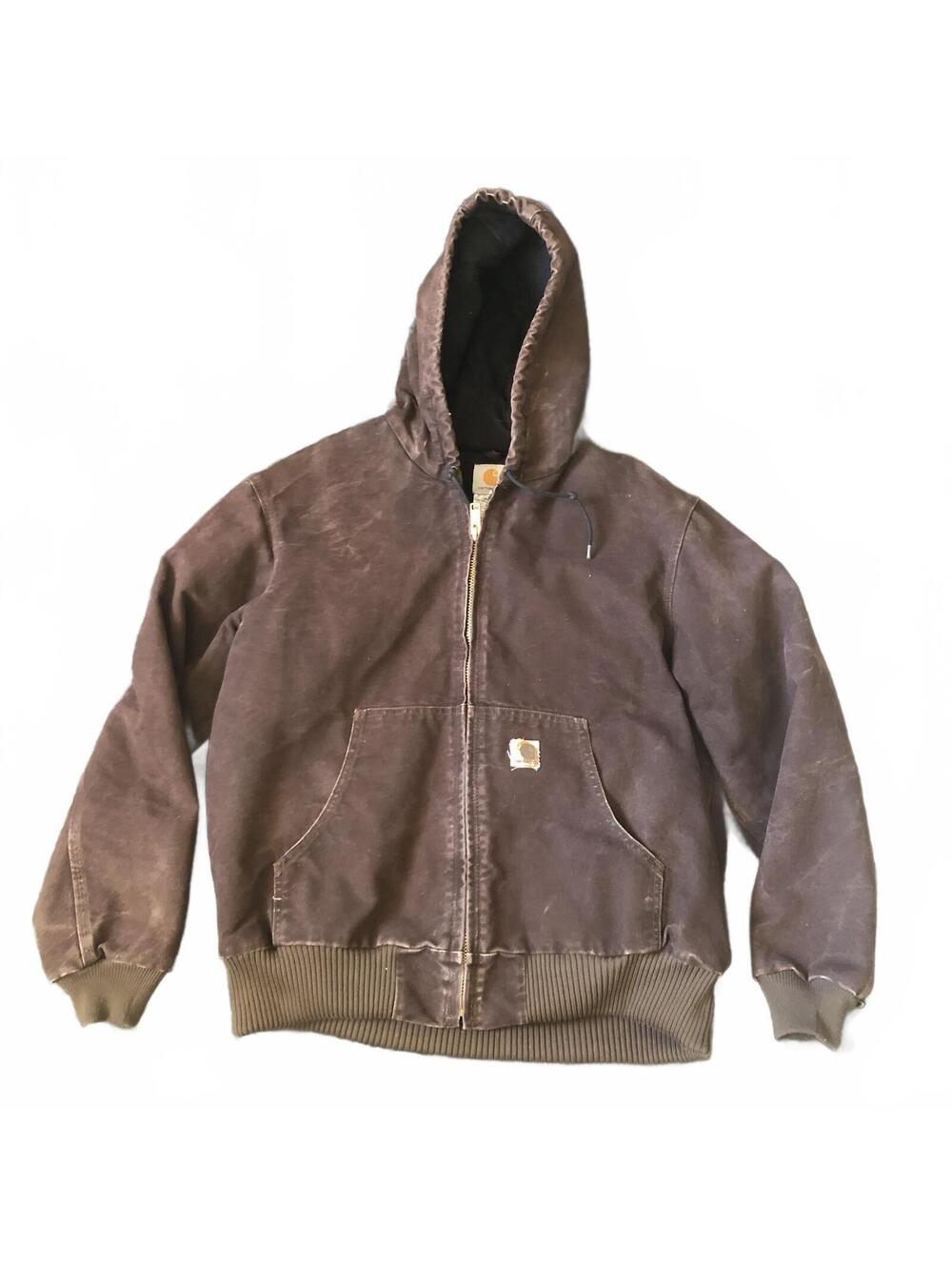 Preloved J130 Carhartt Dark Brown Hooded Work Active Jacket Large